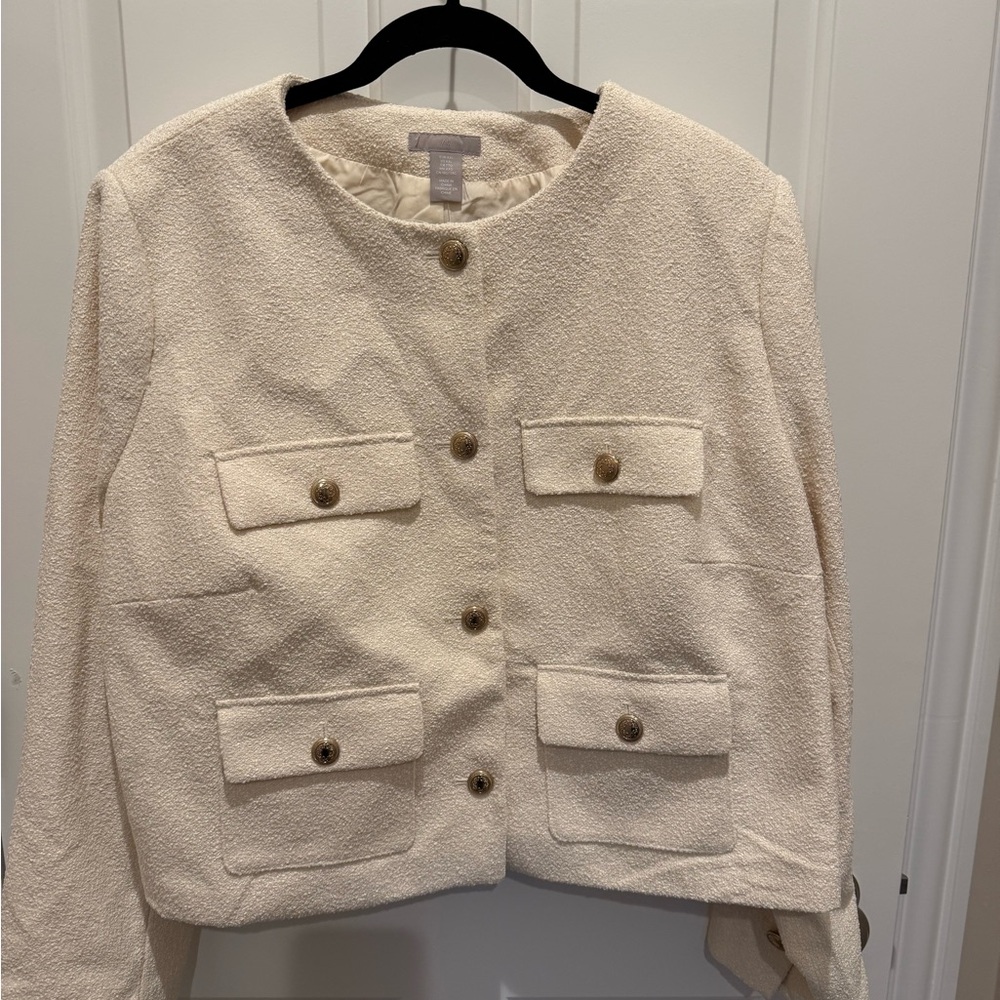 H&M Cream Textured Blazer